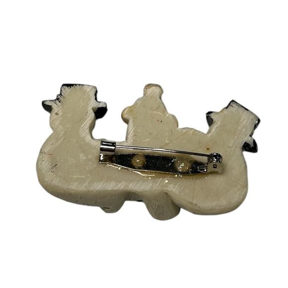 Three Snowmen with Hats Holding JOY Letters Resin Pin or Brooch EUC - Picture 2 of 3